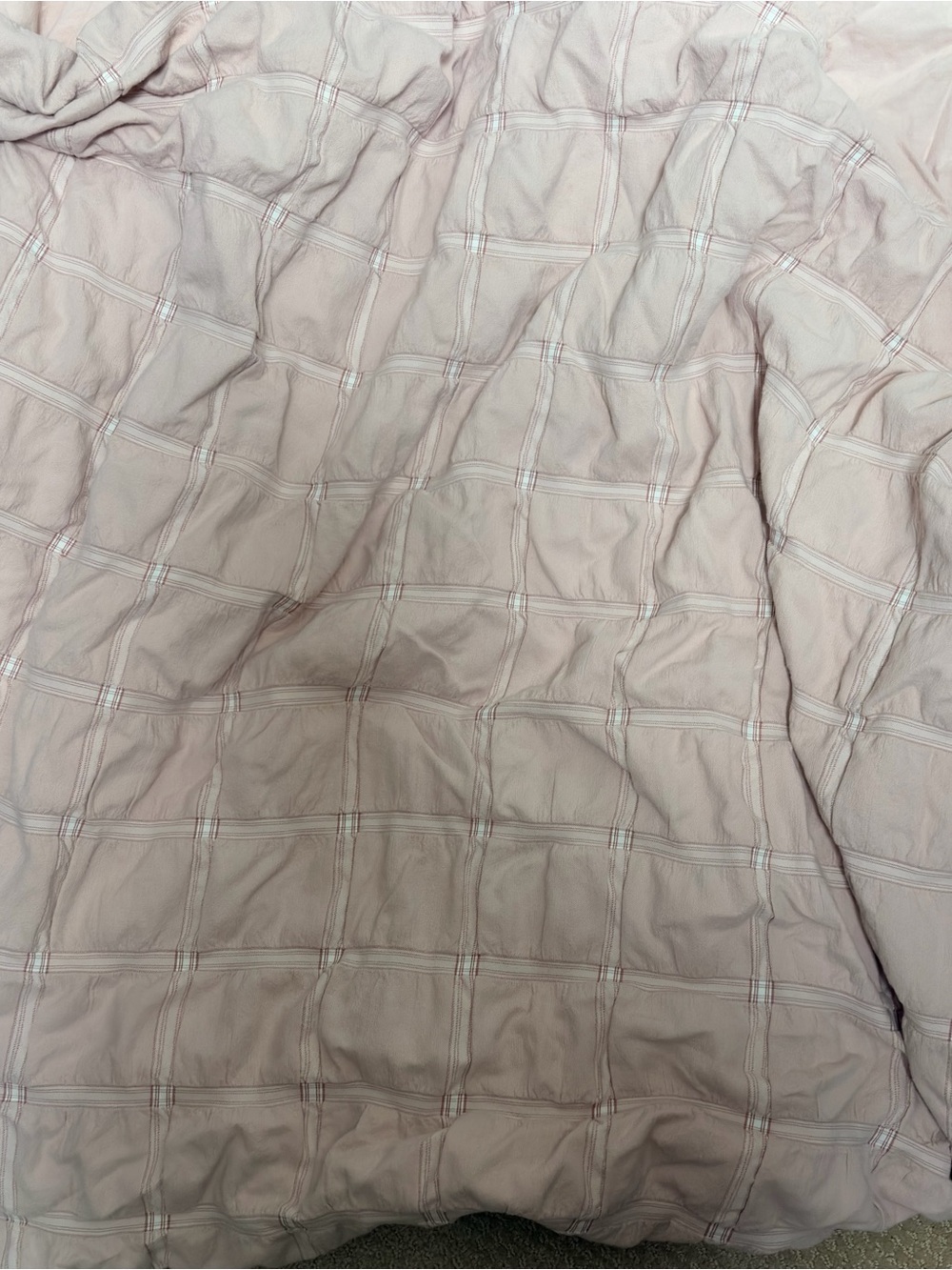 Pottery Barn Teen Pale Pink Windowpane Cotton Duvet